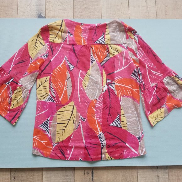 Nic and Zoe Linen/Modal Feather Leaves Top XS - Picture 4 of 8